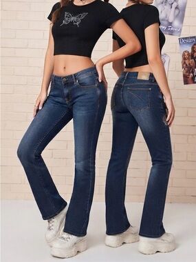 DKNY Low Rise Vintage Classic Women's Bootcut Jeans - Dark Blue Size 30
